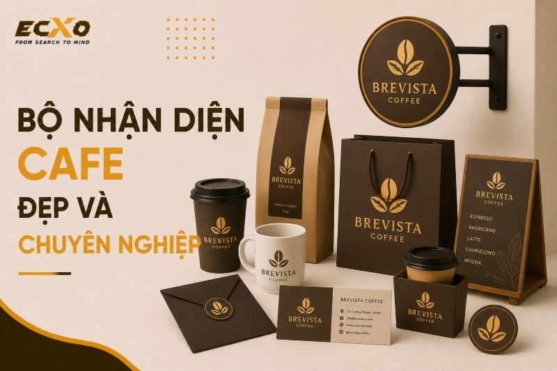 Bộ nhận diện thương hiệu cafe, bộ nhận diện thương hiệu quán cafe - ECXO