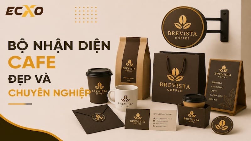 Bộ nhận diện thương hiệu cafe, bộ nhận diện thương hiệu quán cafe - ECXO