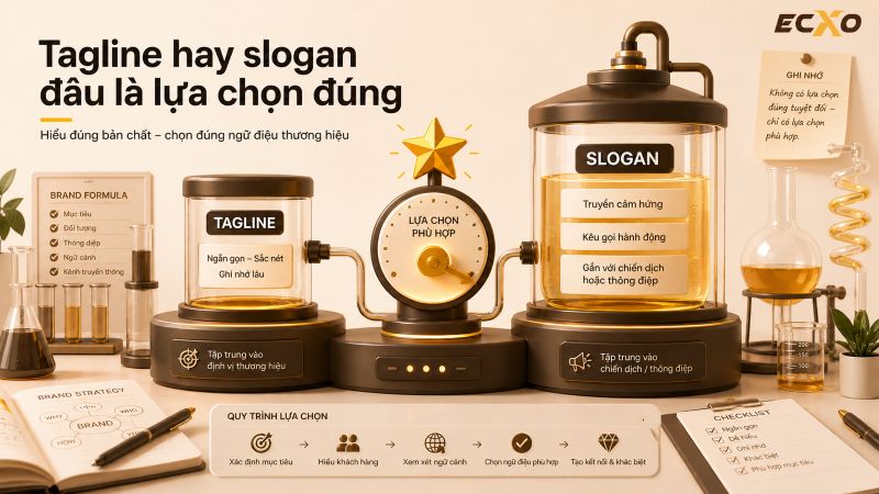 Sự Khác Biệt Và Cách Lựa Chọn Đúng Đắn Giữa Tagline & Slogan